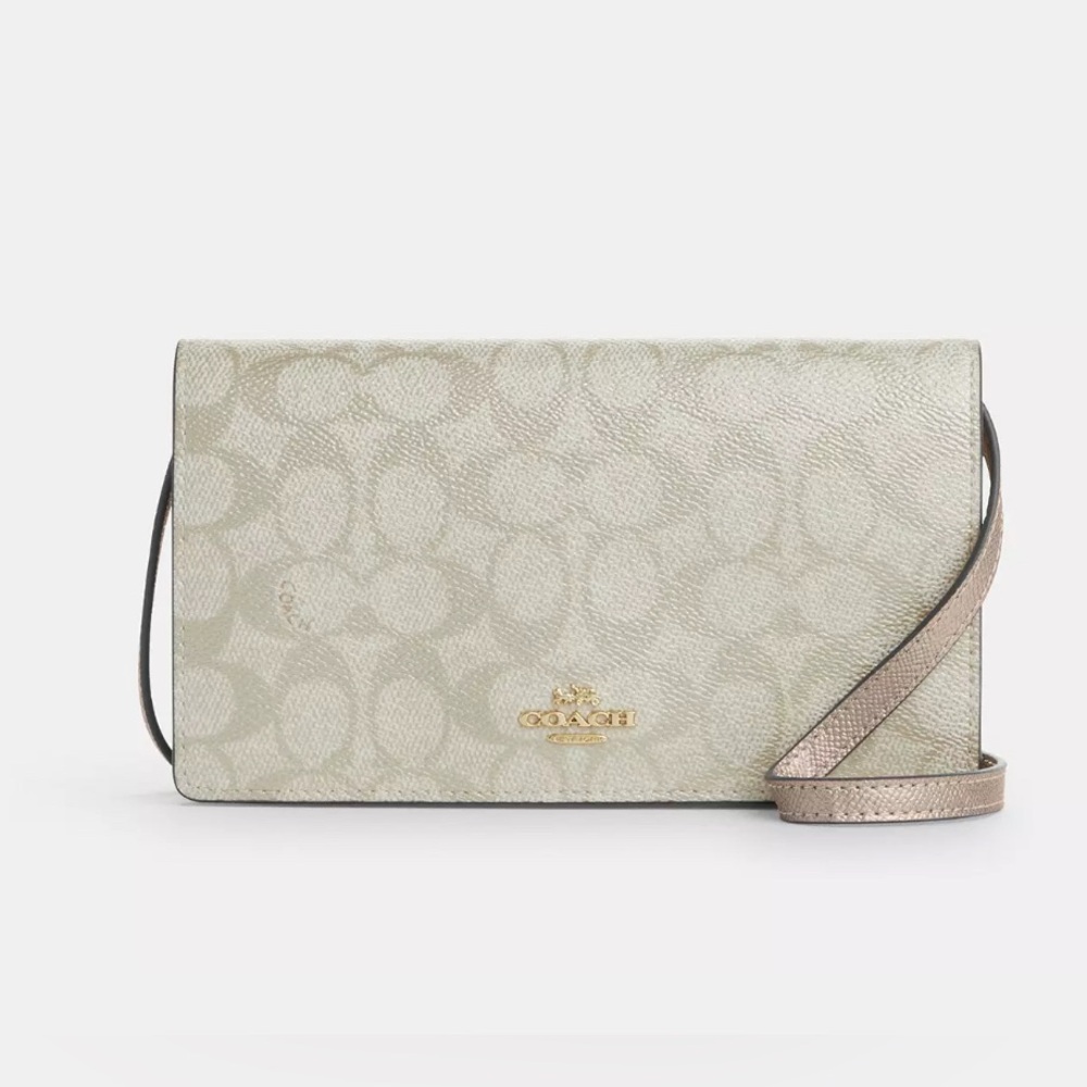 Coach Anna Foldover Clutch Crossbody Bag in Signature Canvas